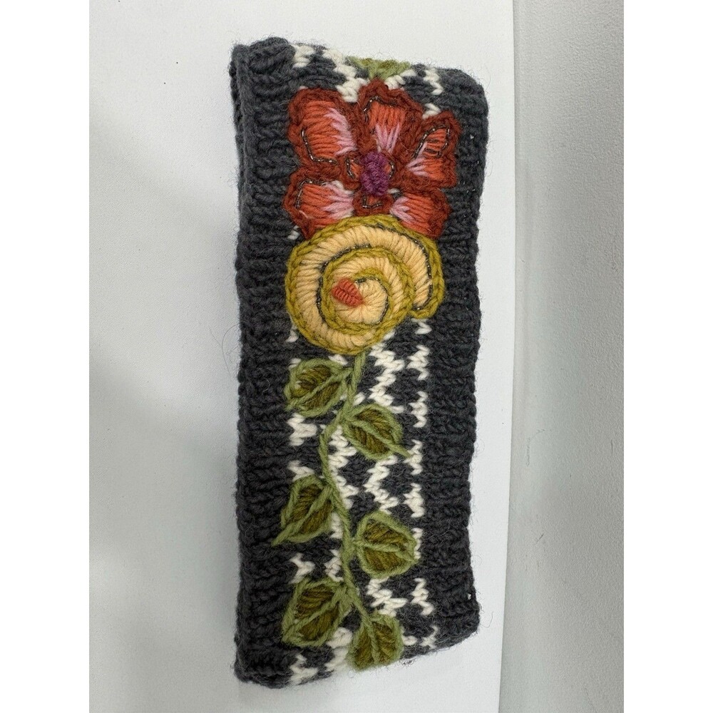 Anthropologie French Knot Grey Floral Knit Head Wrap Headband Wool
